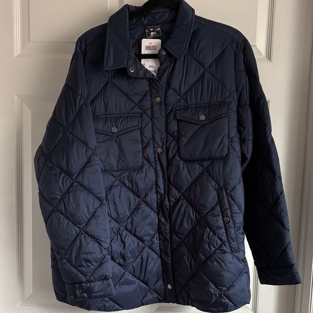 32 Degrees Navy Quilted Light weight Shirt Jacket